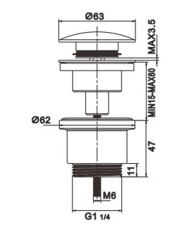 Донный клапан Rose RS31H чёрный