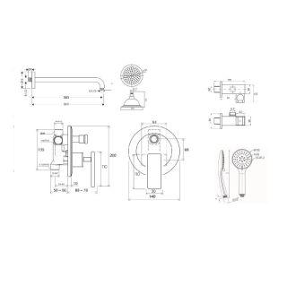 Душевая система встраиваемая Bronze de Luxe PURE A800/9143-2, хром