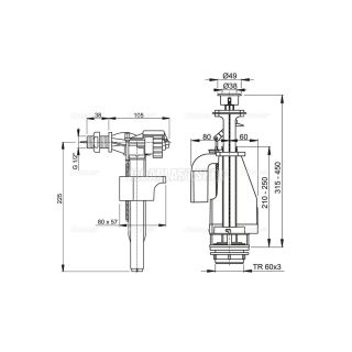 Выпускной комплект с двойной кнопкой AlcaPlast SA08S 1/2" CHROM