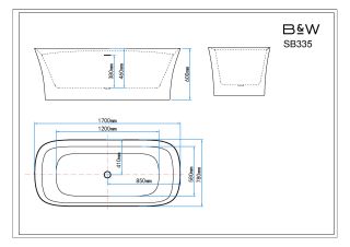 Акриловая ванна Black&White Swan SB335 1700 x 780 x 600 мм