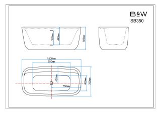 Акриловая ванна Black&White Swan SB350 1700 x 780 x 600 мм
