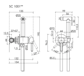 Гигиенический душ Sancos Start SC1001CH со смесителем хром