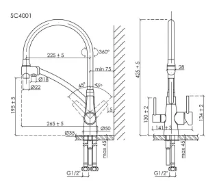 Смеситель для кухни Sancos Eri SC4001GG воронёная сталь/чёрный
