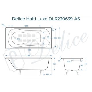 Ванна чугунная Delice Haiti Luxe DLR230639-AS 180х80 с антискользящим покрытием