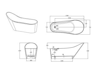 Ванна из искусственного камня Timo Kirsti KIRSTI1785L левая 180x75 см белый