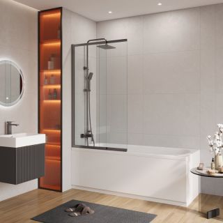 Шторка на ванну CEZARES SLIDER-VF-11-90/150-C-GM оружейная сталь