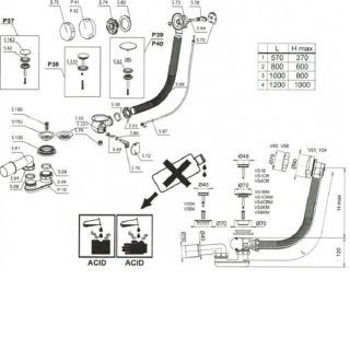Слив перелив для ванны Vega белый матовый 60 см
