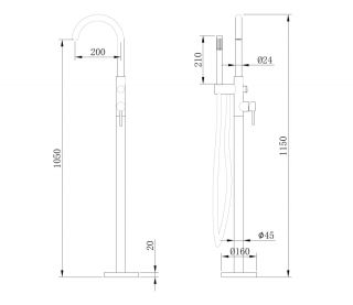 Напольный смеситель для ванны ABBER Wasser Kreis AF8115RG розовое золото