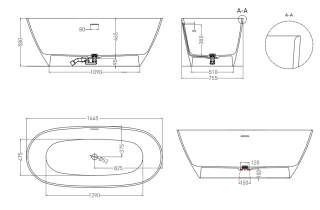 Ванна из искусственного камня Salini Sofia S-Sense 102511G 165x75см белый глянцевый