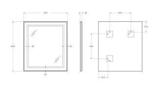 Зеркало BelBagno SPC-KRAFT-700-800-SENS-NERO