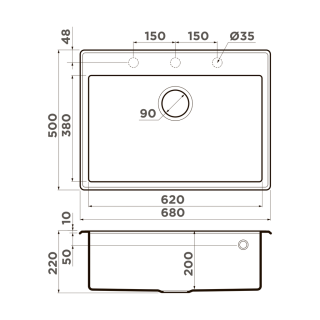 Мойка кухонная Omoikiri Tedori-68-BL чёрный