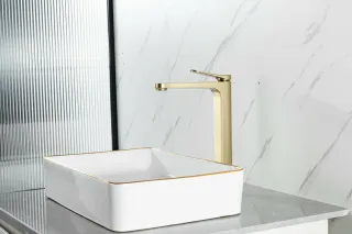 Смеситель для раковины Gappo G1010-23 золотой сатин