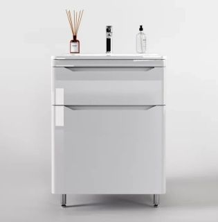 Тумба под раковину Style Line Марелла 60 Люкс Plus СС-00002396 белый глянец