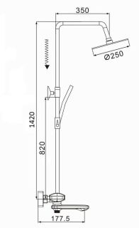 Душевая стойка Rose R3996H с термостатом чёрный матовый