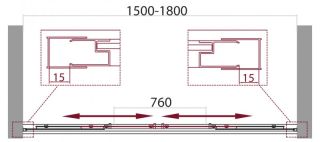 Душевая дверь, хром BelBagno UNIQUE-BF-2-150/180-C-Cr