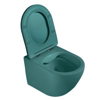 Подвесной унитаз ABBER Bequem AC1101MBG безободковый тёмно-зелёный матовый