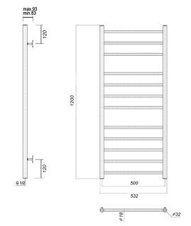 Полотенцесушитель водяной Domoterm Медея П12 500x1200 (3-4-5) хром