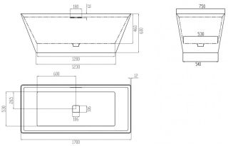 Ванна из искусственного камня ABBER Berlin AM9912B 170x75см чёрный