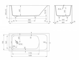 Ванна из искусственного камня Salini Orlanda Kit S-Stone 102122M 180x80см белый матовый