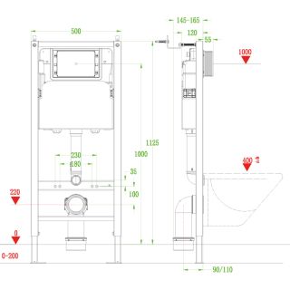 Инсталляция для унитаза VECONI FRAME600, 500x165x1125