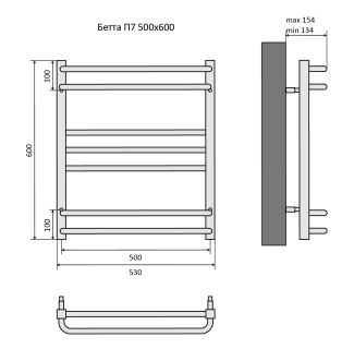 Водяной полотенцесушитель Aquatek Бетта AQ KRC0760BL П7 50x60см чёрный муар