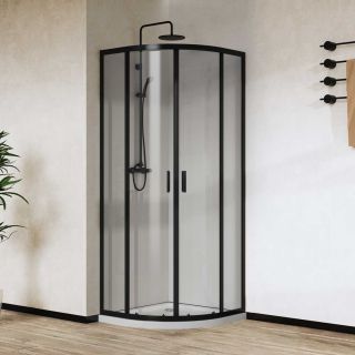 Душевой уголок Vincea City VSQ-5CT900CLB, 900*900, черный, стекло прозрачное