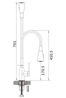 Смеситель для кухни Shevanik S843T-3 оружейная сталь/чёрный