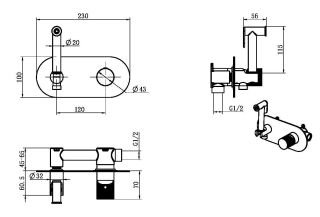 Гигиенический душ Boheme Stick 127-BB.2 со смесителем чёрный