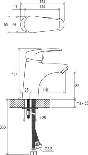 Смеситель для раковины Ravak Neo NO 012.00 X070023