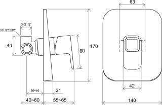 Смеситель Ravak 10°-TD 062.00 X070069 для душа с внутренней часть