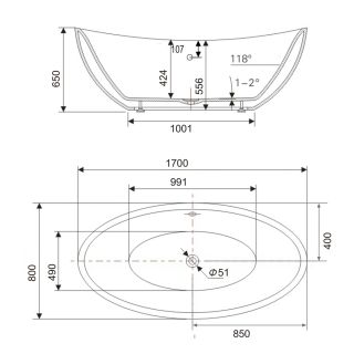 Акриловая ванна Swedbe Vita 8805 170x80см белый