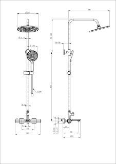 Душевая стойка Wonzon & Woghand Solid WW-C3011-A-CR с термостатом хром