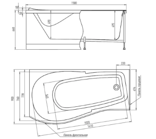 Акриловая ванна Alex Baitler Orta/Орта 150 L/R