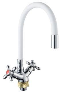 Смеситель для кухни BOOU BA5318-1F-E351A-B702 хром,белый