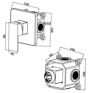 Встраиваемый смеситель Swedbe Platta 5522 подключение на один выхода хром