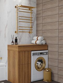 Полотенцесушитель водяной Indigo Brace LBCW80-50GDPK3 с полкой 80x50 см золото