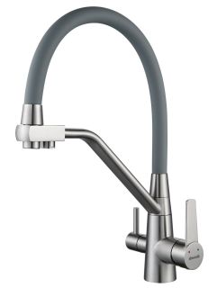 Смеситель для кухни Shevanik S968L с подключением фильтра сатин