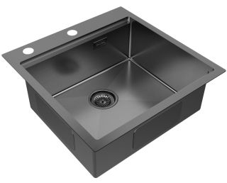 Мойка кухонная Paulmark Kroner-Pro PM705151-GM воронёная сталь