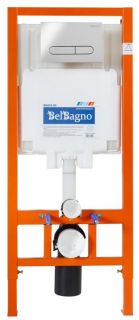 Комплект 3 в 1 BelBagno BB3105CHR/SC/BB002-80/BB005-PR-CHROME унитаз подвесной с сиденьем UNO BB3105CHR/SC система инсталляции для унитазов BB002-80  с кнопкой смыва BB005-PR-CH