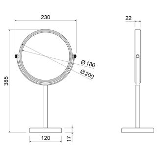Зеркало настольное Timo Saona 13274/03 чёрный матовый