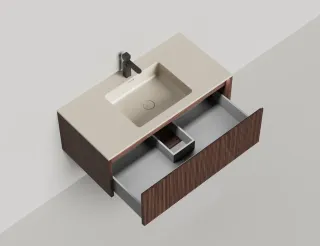 Подвесная тумба Salini Domino 27D210INF 100см шпон/фрезерованный фасад под встраиваемую раковину