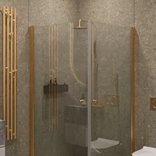 Душевой уголок на монопетле by Deonria U-80-79-6-T-GR 80x79см золото/прозрачный